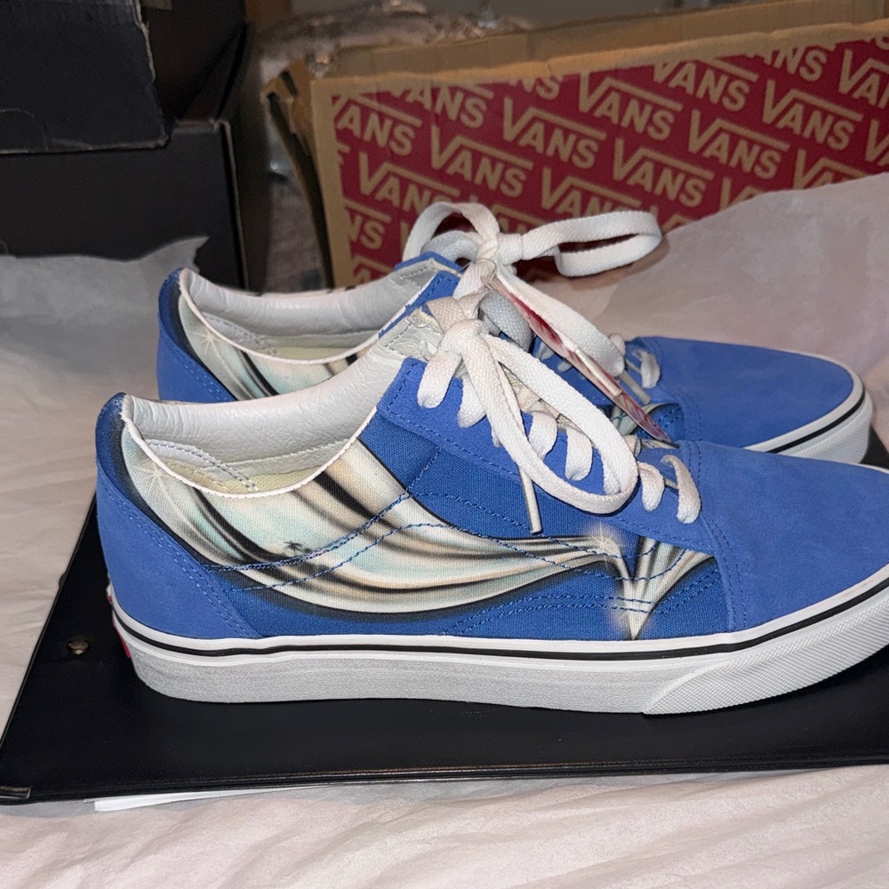 NWT Vans “Off The Wall” Old Skool Warp Nebulas Blue Chrome - Picture 3 of 8